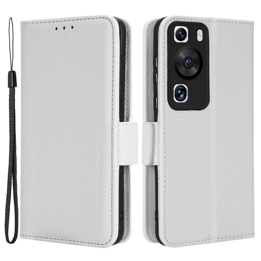 Huawei P60 / P60 Pro Litchi Texture PU Läder Plånboksfodral Skyddande Stativ mobilfodral med Rem