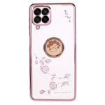 KADEM For Samsung Galaxy M53 5G Phone Case with Kickstand Electroplating Flower Pattern Rhinestone Phone Cover