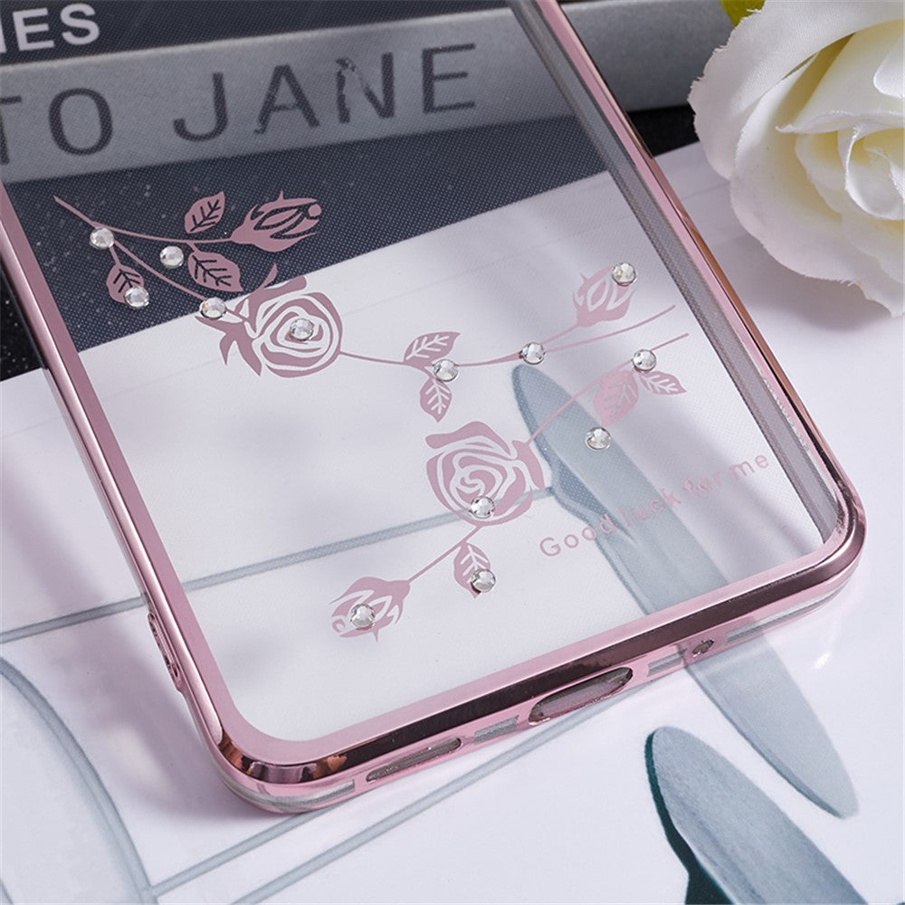 KADEM For Samsung Galaxy M53 5G Phone Case with Kickstand Electroplating Flower Pattern Rhinestone Phone Cover