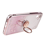 KADEM For Samsung Galaxy A04e 4G / M04 4G / F04 4G Rhinestone Phone Case Flower Pattern Kickstand Glitter Gradient TPU Cover