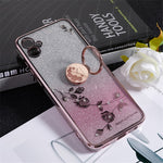 KADEM For Samsung Galaxy A04e 4G / M04 4G / F04 4G Rhinestone Phone Case Flower Pattern Kickstand Glitter Gradient TPU Cover
