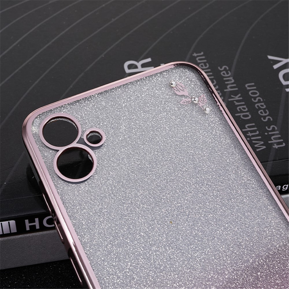 KADEM For Samsung Galaxy A04e 4G / M04 4G / F04 4G Rhinestone Phone Case Flower Pattern Kickstand Glitter Gradient TPU Cover