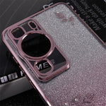 KADEM För Huawei P60 Blommönster Stativ TPU-skal Strass Gradient Glitter TPU-skydd