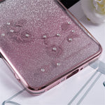 KADEM For Huawei P60 Flower Pattern Kickstand TPU Case Rhinestone Gradient Glitter TPU Cover