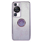 KADEM För Huawei P60 Blommönster Stativ TPU-skal Strass Gradient Glitter TPU-skydd
