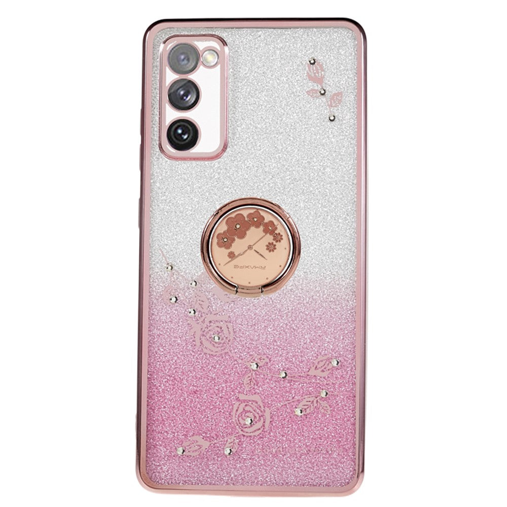 KADEM För Samsung Galaxy S20 FE / FE 5G / FE 2022 / S20 Lite Strass Stativ mobilskal Blommönster Gradient Glitter TPU Skal