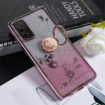 KADEM För Samsung Galaxy S20 FE / FE 5G / FE 2022 / S20 Lite Strass Stativ mobilskal Blommönster Gradient Glitter TPU Skal
