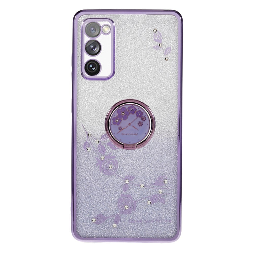 KADEM För Samsung Galaxy S20 FE / FE 5G / FE 2022 / S20 Lite Strass Stativ mobilskal Blommönster Gradient Glitter TPU Skal