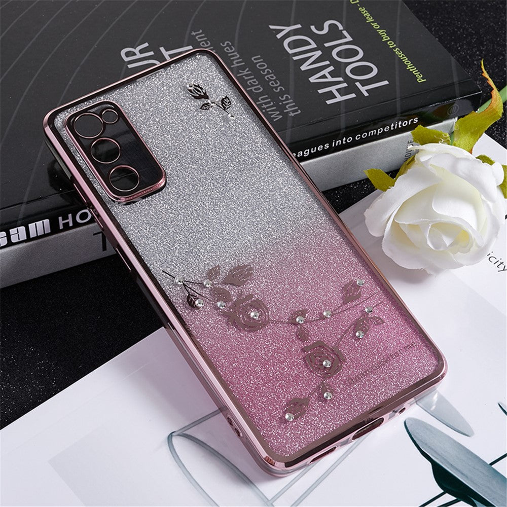 KADEM For Samsung Galaxy S20 FE / FE 5G / FE 2022 / S20 Lite Rhinestone Gradient Glitter TPU Case Flower Pattern Phone Cover