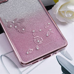 KADEM For Samsung Galaxy S20 FE / FE 5G / FE 2022 / S20 Lite Rhinestone Gradient Glitter TPU Case Flower Pattern Phone Cover