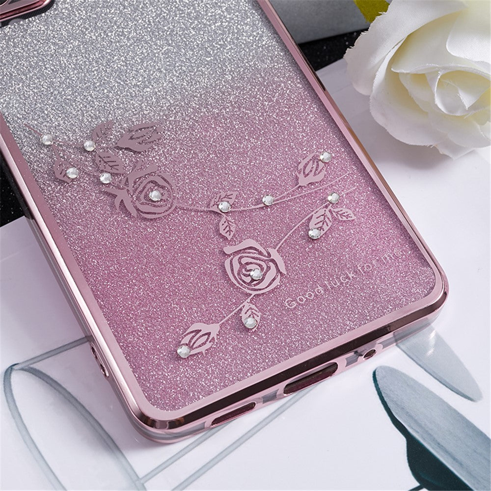 KADEM For Samsung Galaxy S20 FE / FE 5G / FE 2022 / S20 Lite Rhinestone Gradient Glitter TPU Case Flower Pattern Phone Cover