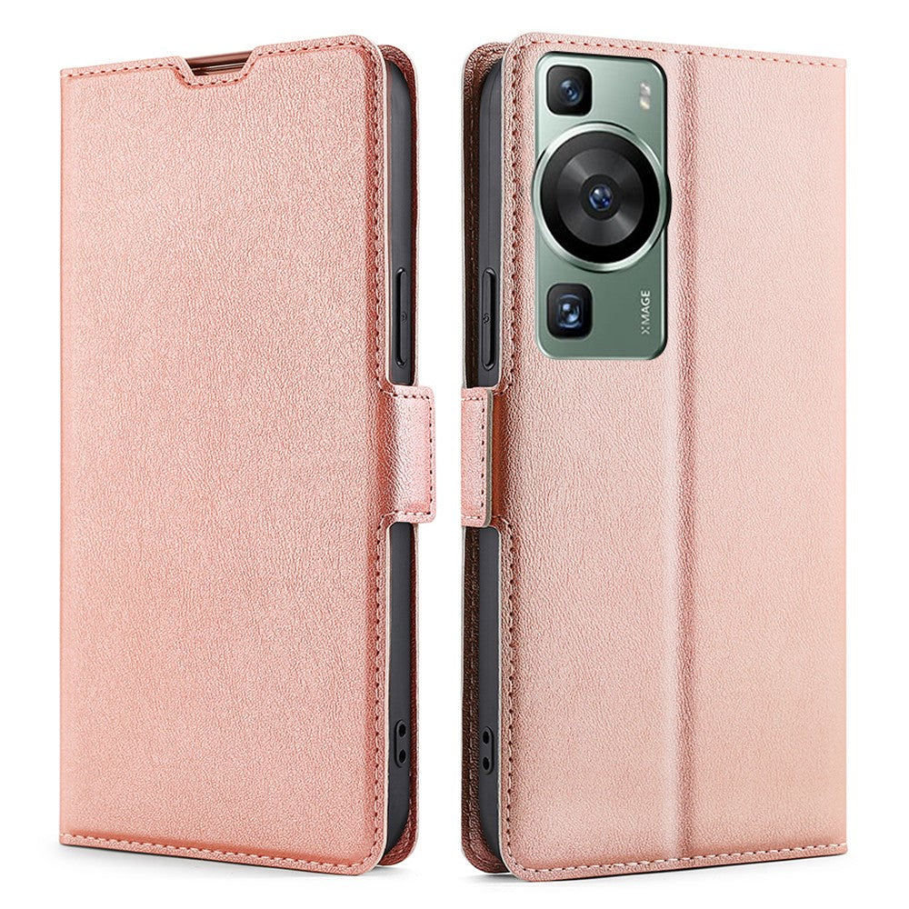 Shockproof Phone Case for Huawei P60 / P60 Pro PU Leather Anti-Drop Flip Cover with Card Slot Stand