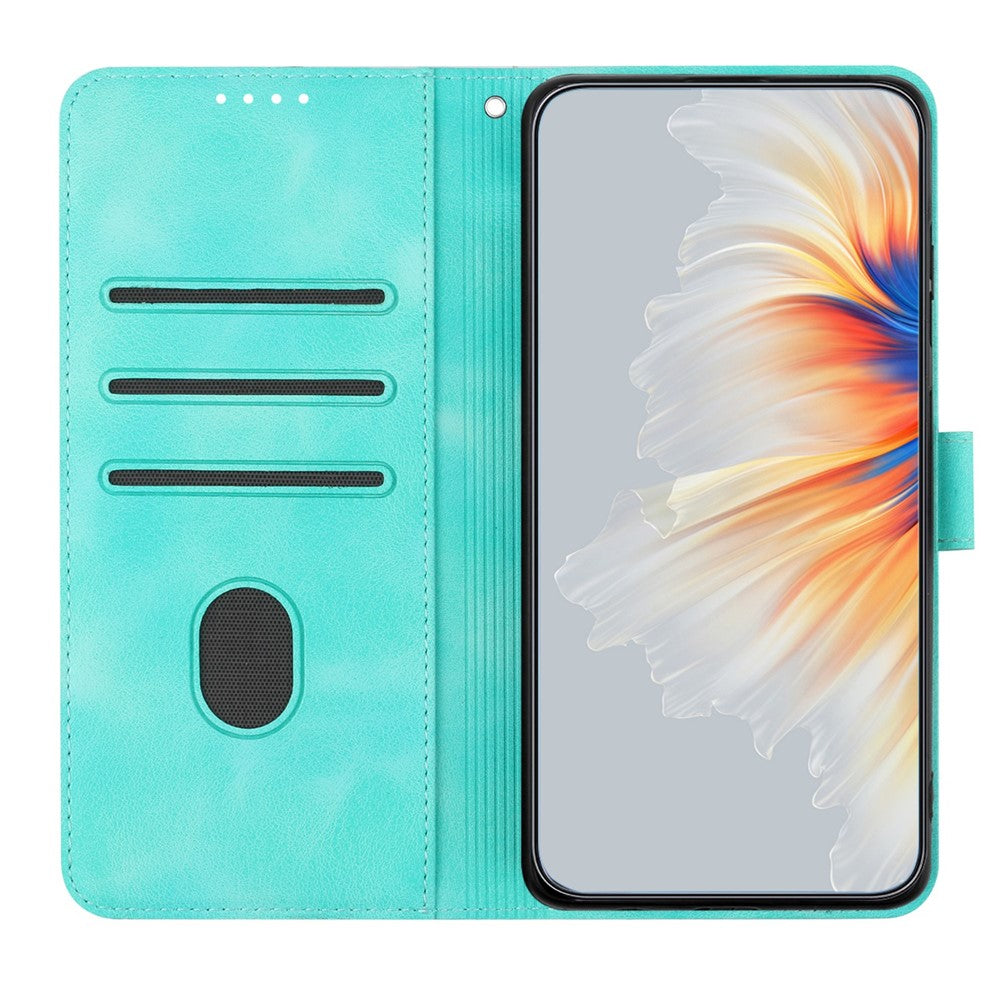 YX003 Til Samsung Galaxy A73 5G PU Læderpung Telefonstativ Etui Med Præget Smil Mønster Mobiltelefon Cover