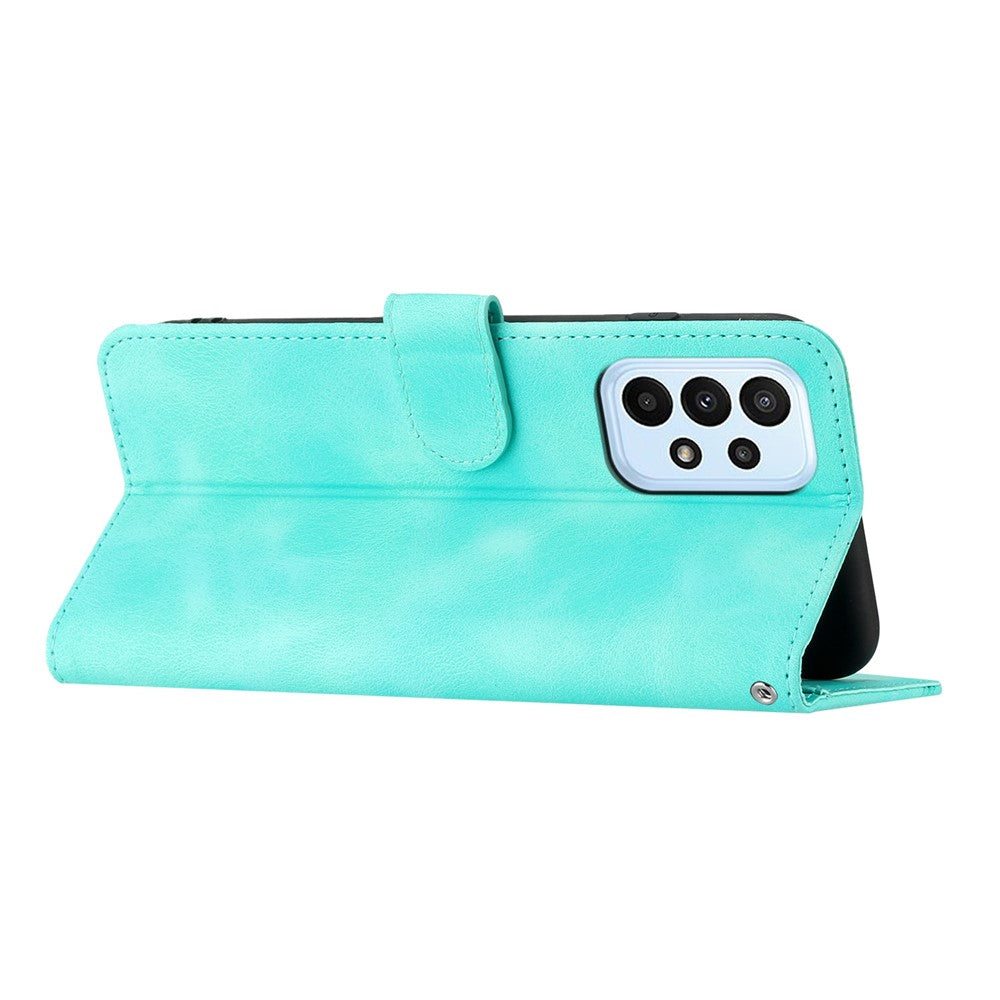 YX003 Til Samsung Galaxy A73 5G PU Læderpung Telefonstativ Etui Med Præget Smil Mønster Mobiltelefon Cover