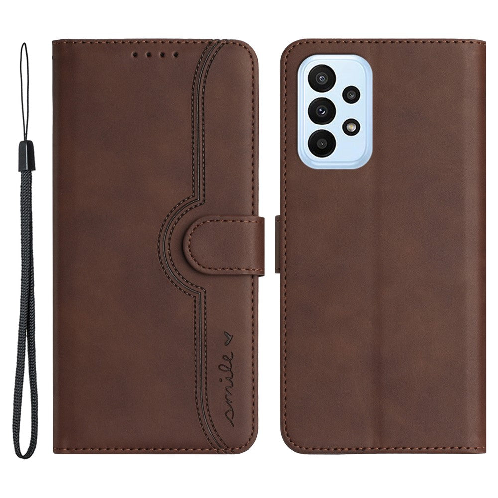 YX003 Til Samsung Galaxy A73 5G PU Læderpung Telefonstativ Etui Med Præget Smil Mønster Mobiltelefon Cover