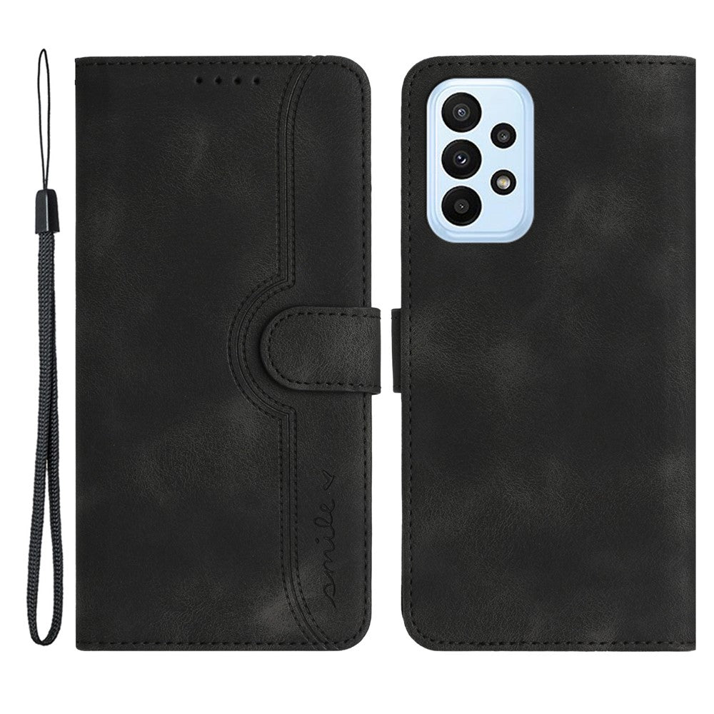 YX003 Til Samsung Galaxy A73 5G PU Læderpung Telefonstativ Etui Med Præget Smil Mønster Mobiltelefon Cover