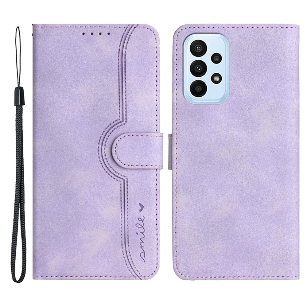 YX003 Til Samsung Galaxy A73 5G PU Læderpung Telefonstativ Etui Med Præget Smil Mønster Mobiltelefon Cover