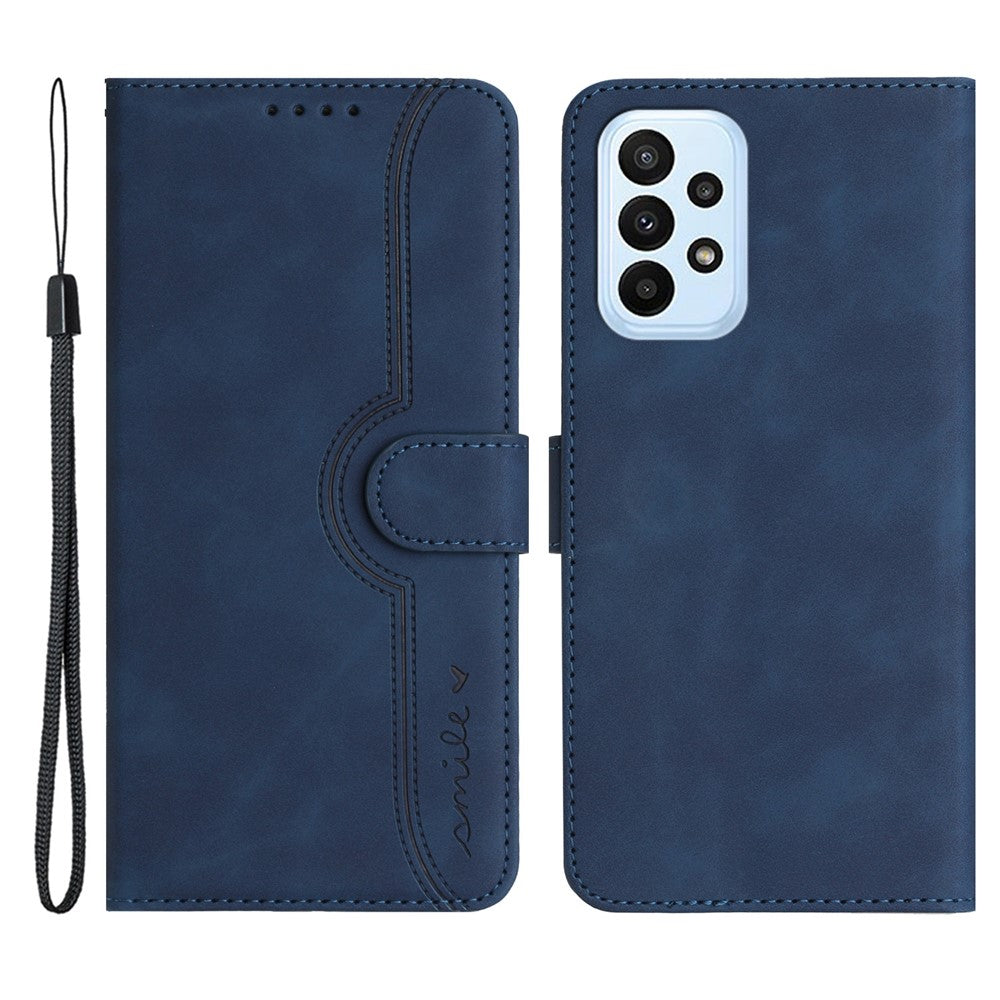 YX003 Til Samsung Galaxy A73 5G PU Læderpung Telefonstativ Etui Med Præget Smil Mønster Mobiltelefon Cover