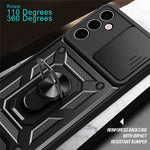 Samsung Galaxy A24 4G (162,1 x 77,6 x 8,3 mm) Stötsäkert stativ PC+TPU mobilskal glidande linsskydd