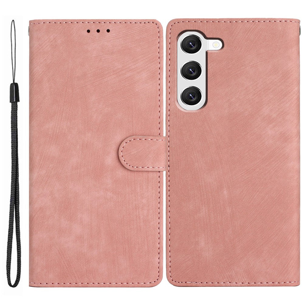 For Samsung Galaxy S23+ Leather Wallet Shell Solid Color Skin-touch Folding Stand Phone Case