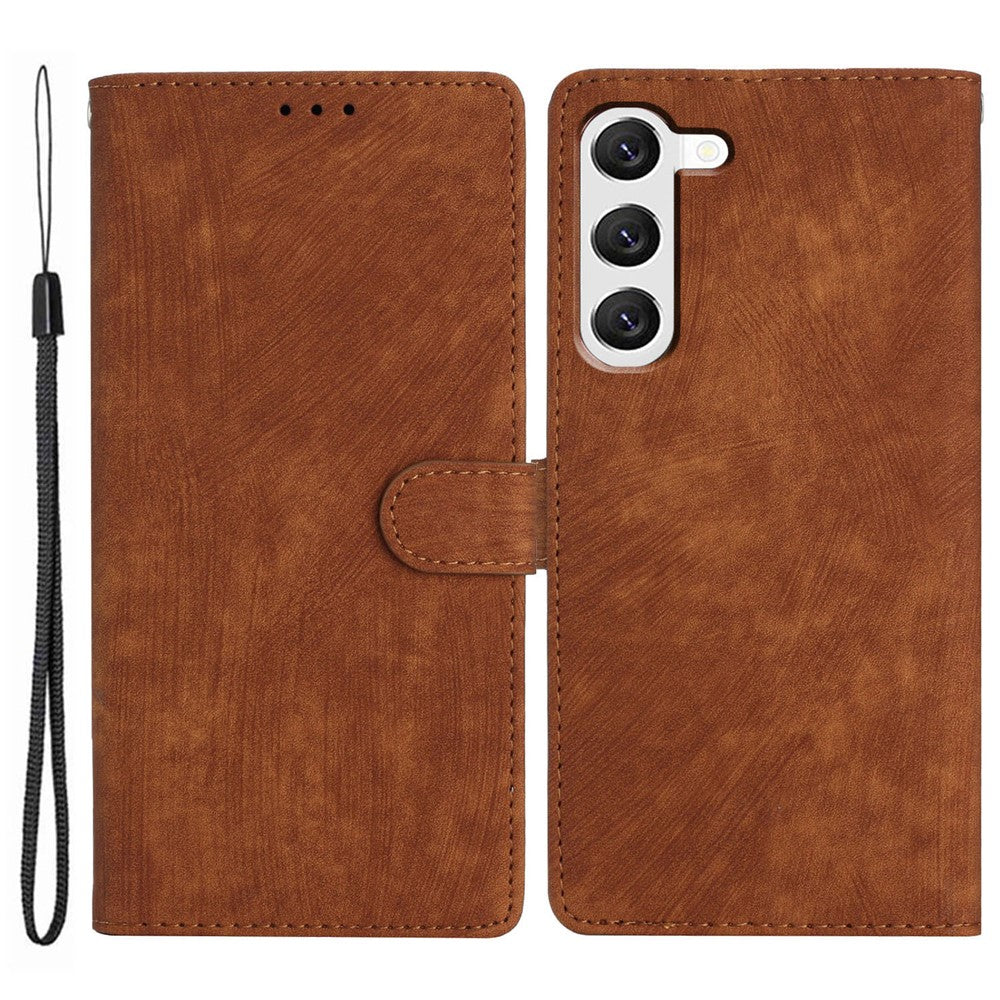 For Samsung Galaxy S23+ Leather Wallet Shell Solid Color Skin-touch Folding Stand Phone Case