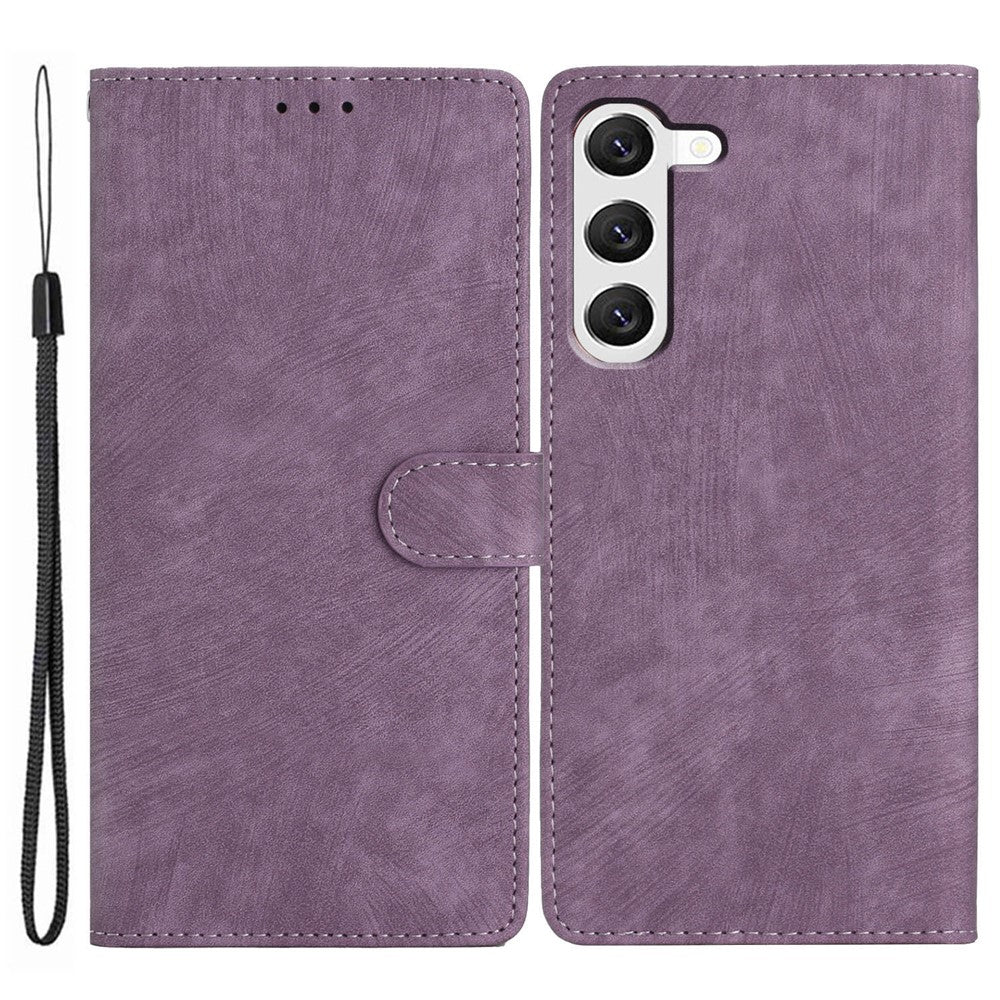 For Samsung Galaxy S23+ Leather Wallet Shell Solid Color Skin-touch Folding Stand Phone Case