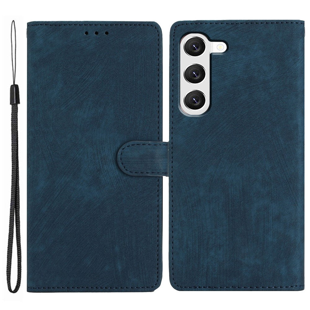 For Samsung Galaxy S23+ Leather Wallet Shell Solid Color Skin-touch Folding Stand Phone Case