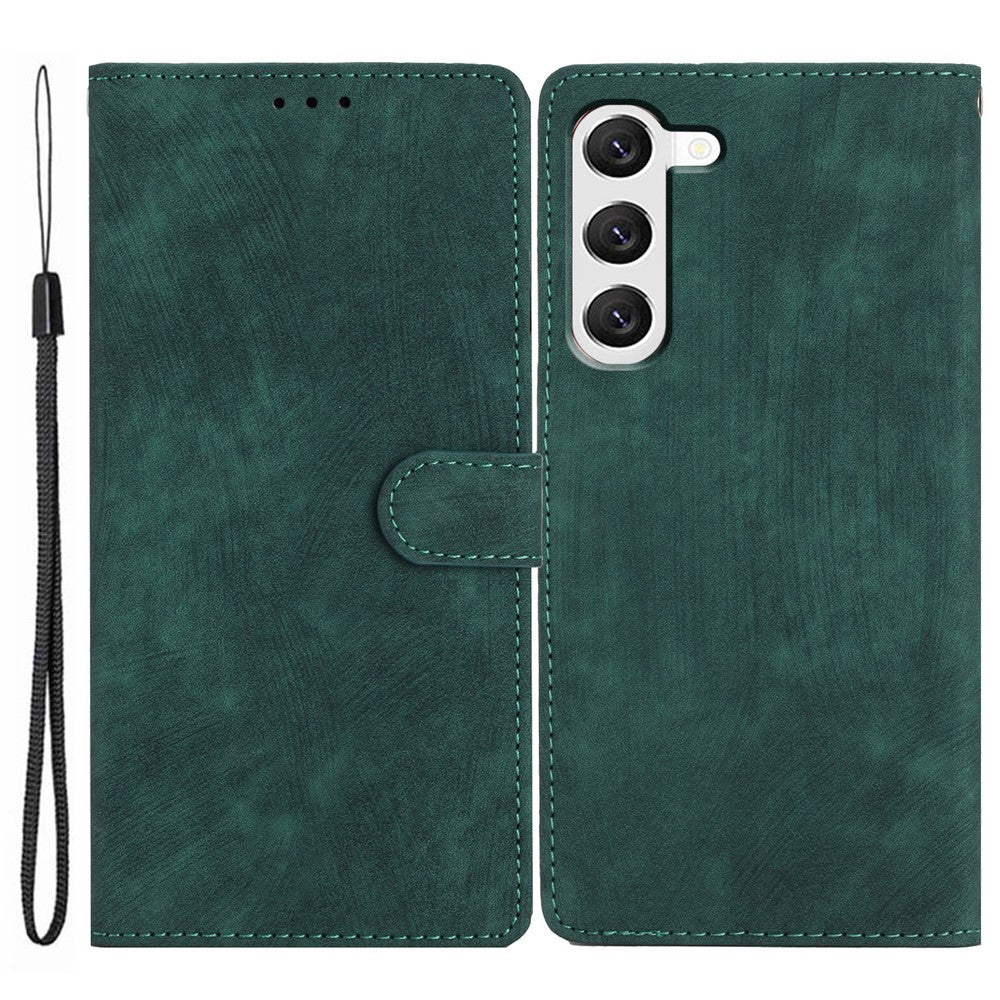 For Samsung Galaxy S23+ Leather Wallet Shell Solid Color Skin-touch Folding Stand Phone Case