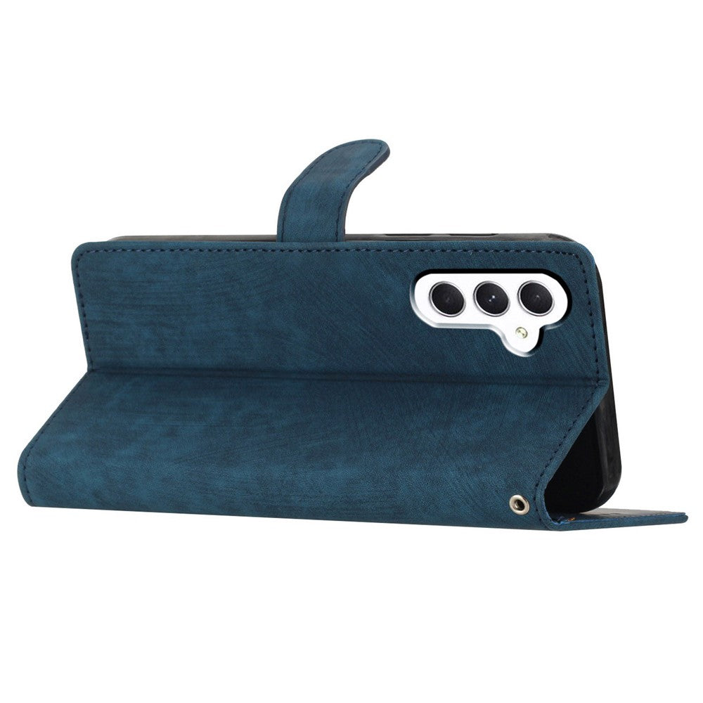 For Samsung Galaxy A24 4G (162.1 x 77.6 x 8.3mm) Solid Color Skin-touch Phone Stand Case Leather Wallet Shell