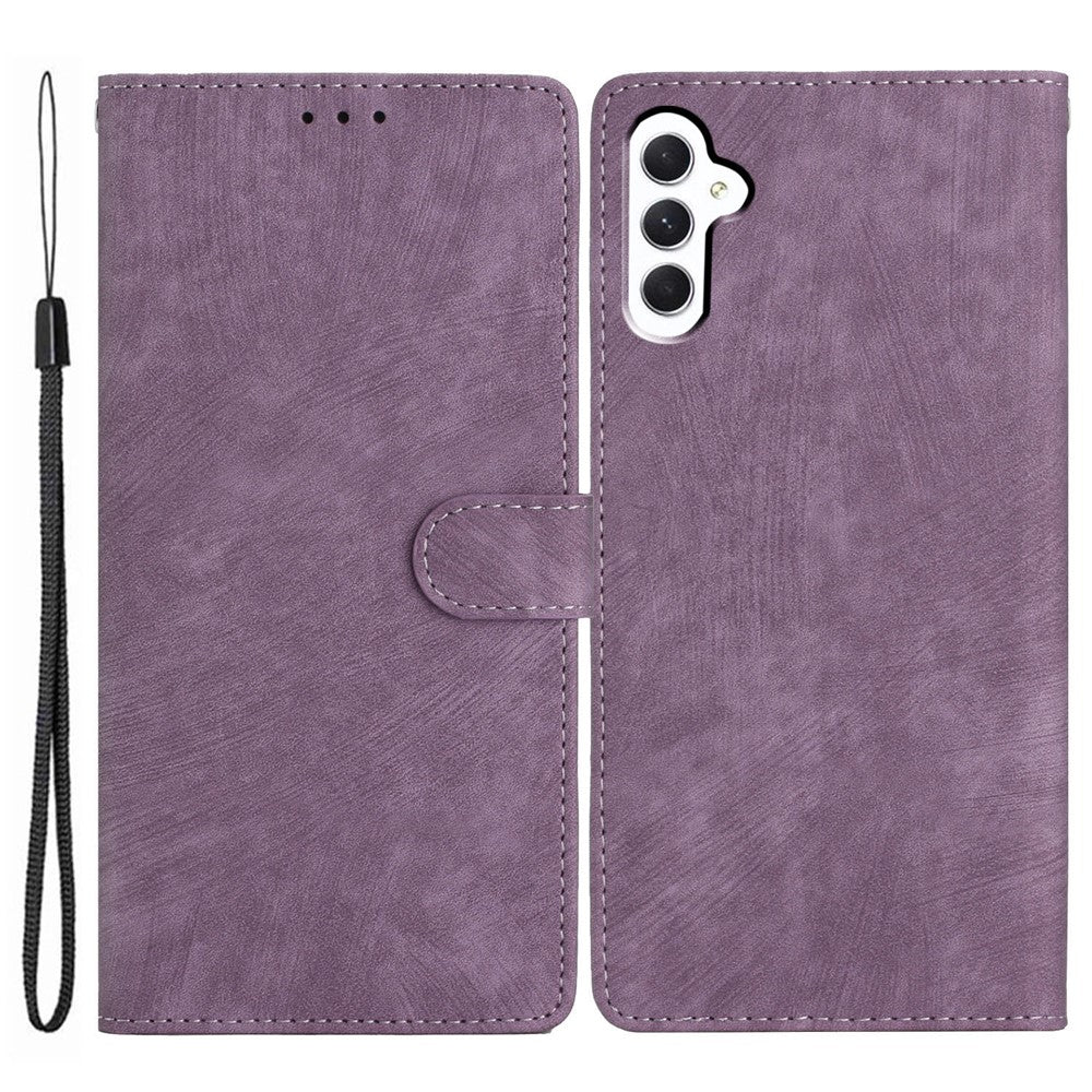 For Samsung Galaxy A24 4G (162.1 x 77.6 x 8.3mm) Solid Color Skin-touch Phone Stand Case Leather Wallet Shell