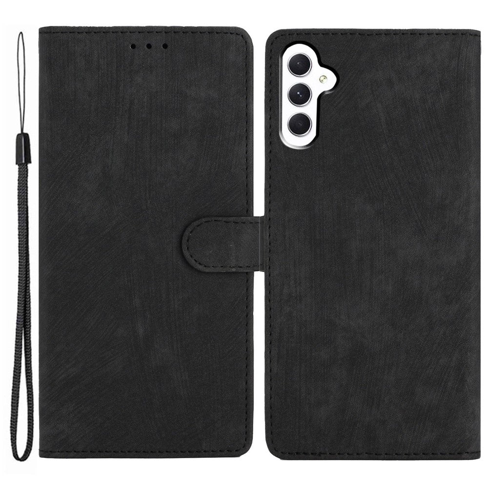 For Samsung Galaxy A24 4G (162.1 x 77.6 x 8.3mm) Solid Color Skin-touch Phone Stand Case Leather Wallet Shell