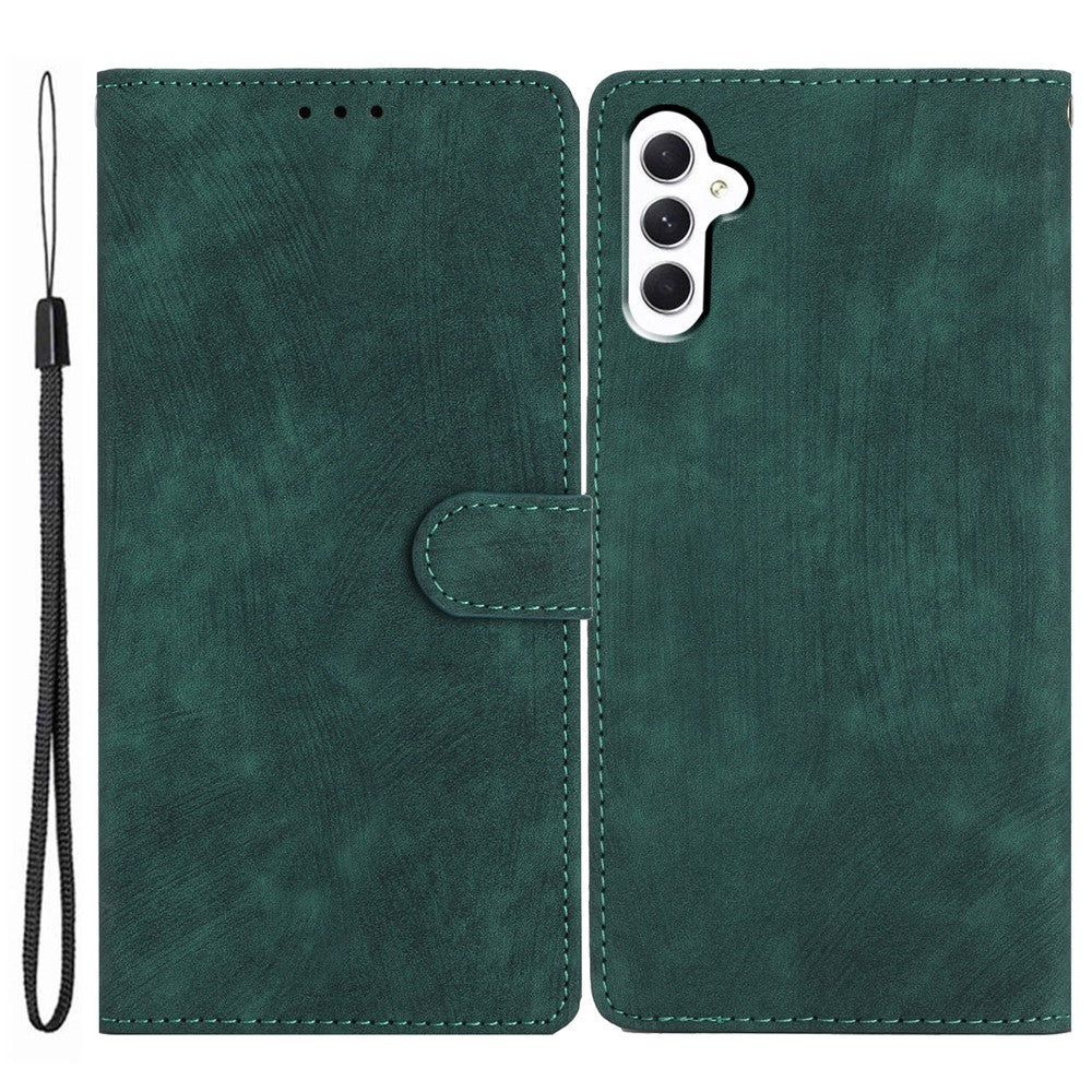 For Samsung Galaxy A24 4G (162.1 x 77.6 x 8.3mm) Solid Color Skin-touch Phone Stand Case Leather Wallet Shell