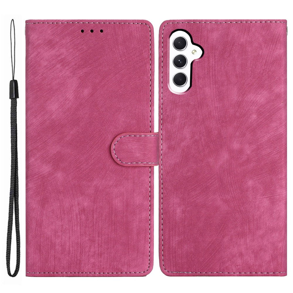 For Samsung Galaxy A24 4G (162.1 x 77.6 x 8.3mm) Solid Color Skin-touch Phone Stand Case Leather Wallet Shell