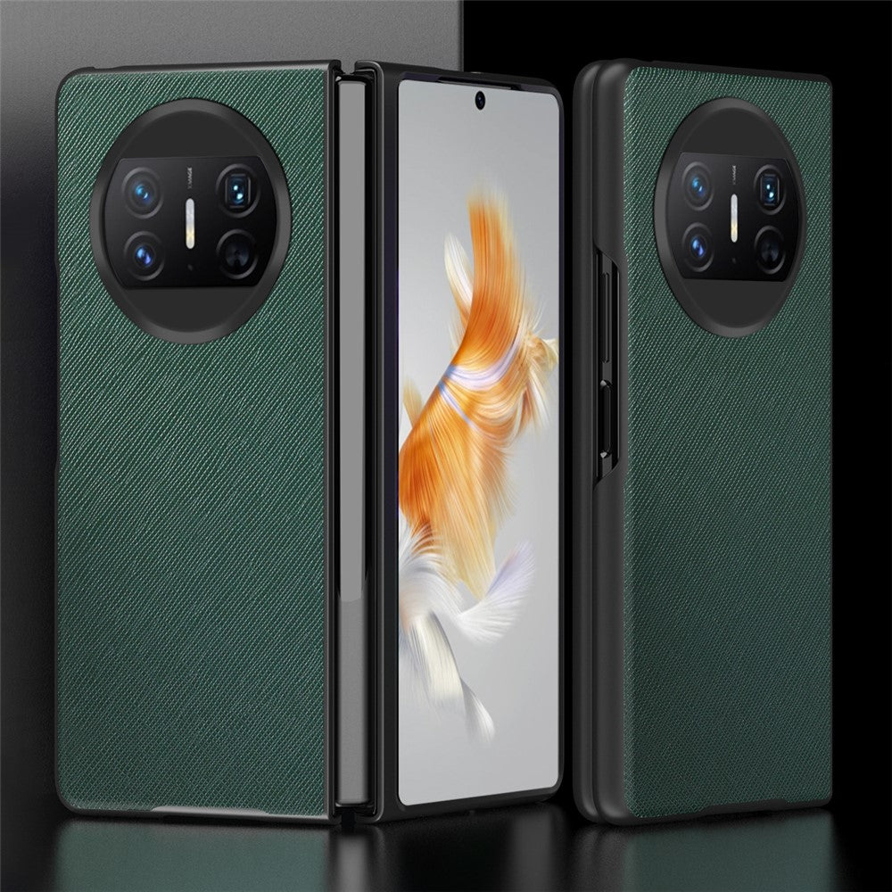 For Huawei Mate X3 5G Folding Design Cell Phone Case Cross Texture PU Leather+PC Phone Cover