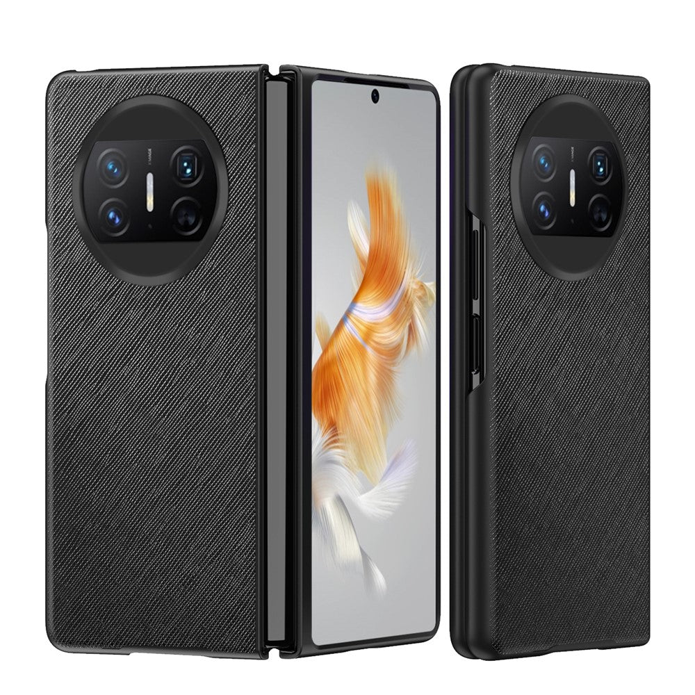 For Huawei Mate X3 5G Folding Design Cell Phone Case Cross Texture PU Leather+PC Phone Cover
