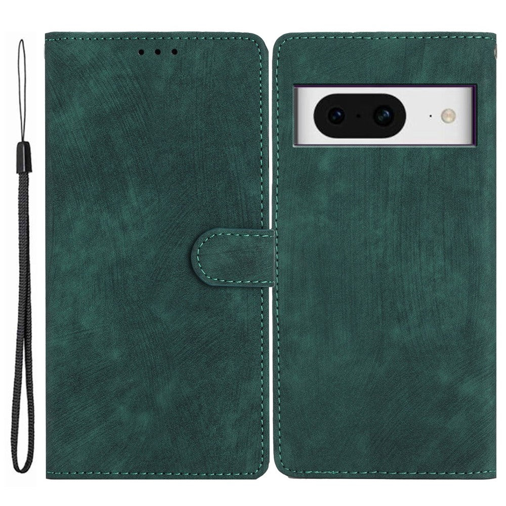 For Google Pixel 8 Solid Color Skin-touch Stand Leather Wallet Cover Cell Phone Case