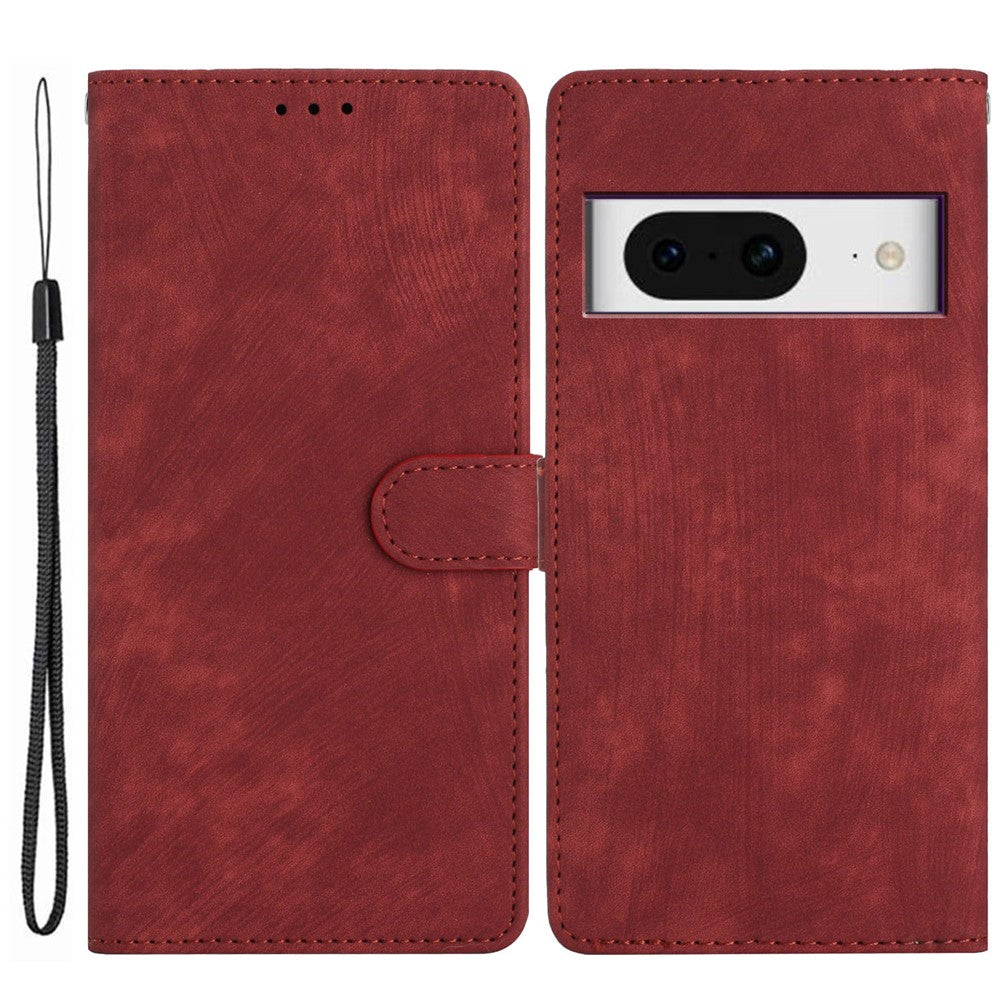 For Google Pixel 8 Solid Color Skin-touch Stand Leather Wallet Cover Cell Phone Case