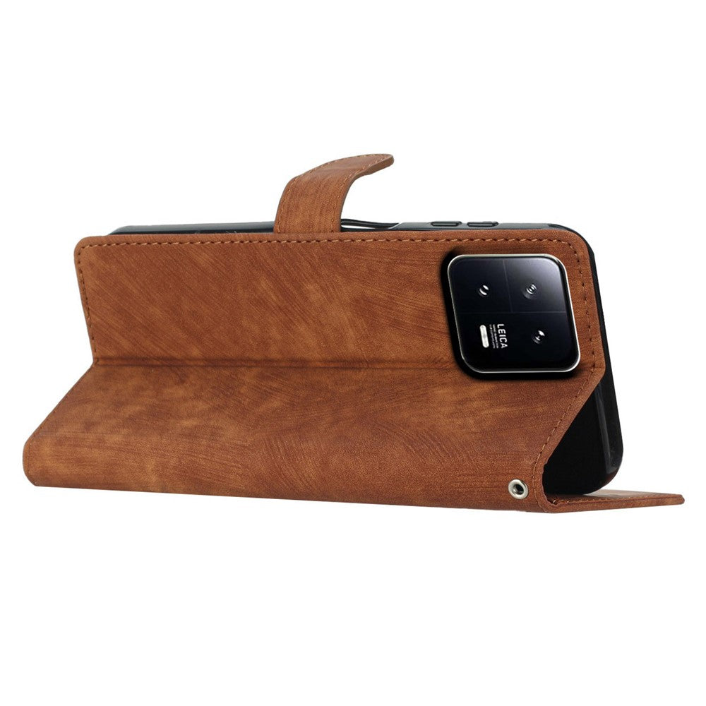 Xiaomi 13 Pro 5G Enfärgat Skin-touch PU-läder Plånboksfodral Stativ Folio Flip mobilfodral