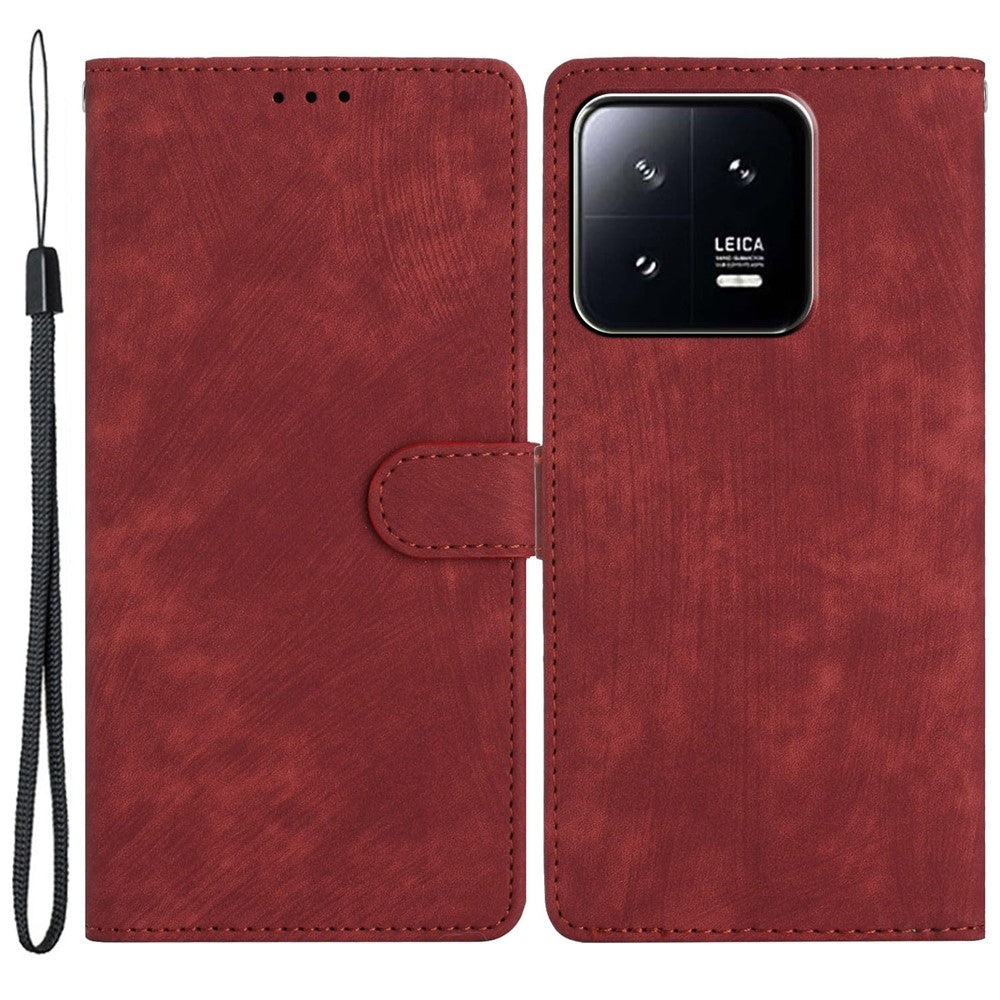 For Xiaomi 13 Pro 5G Solid Color Skin-touch PU Leather Wallet Cover Stand Folio Flip Phone Case
