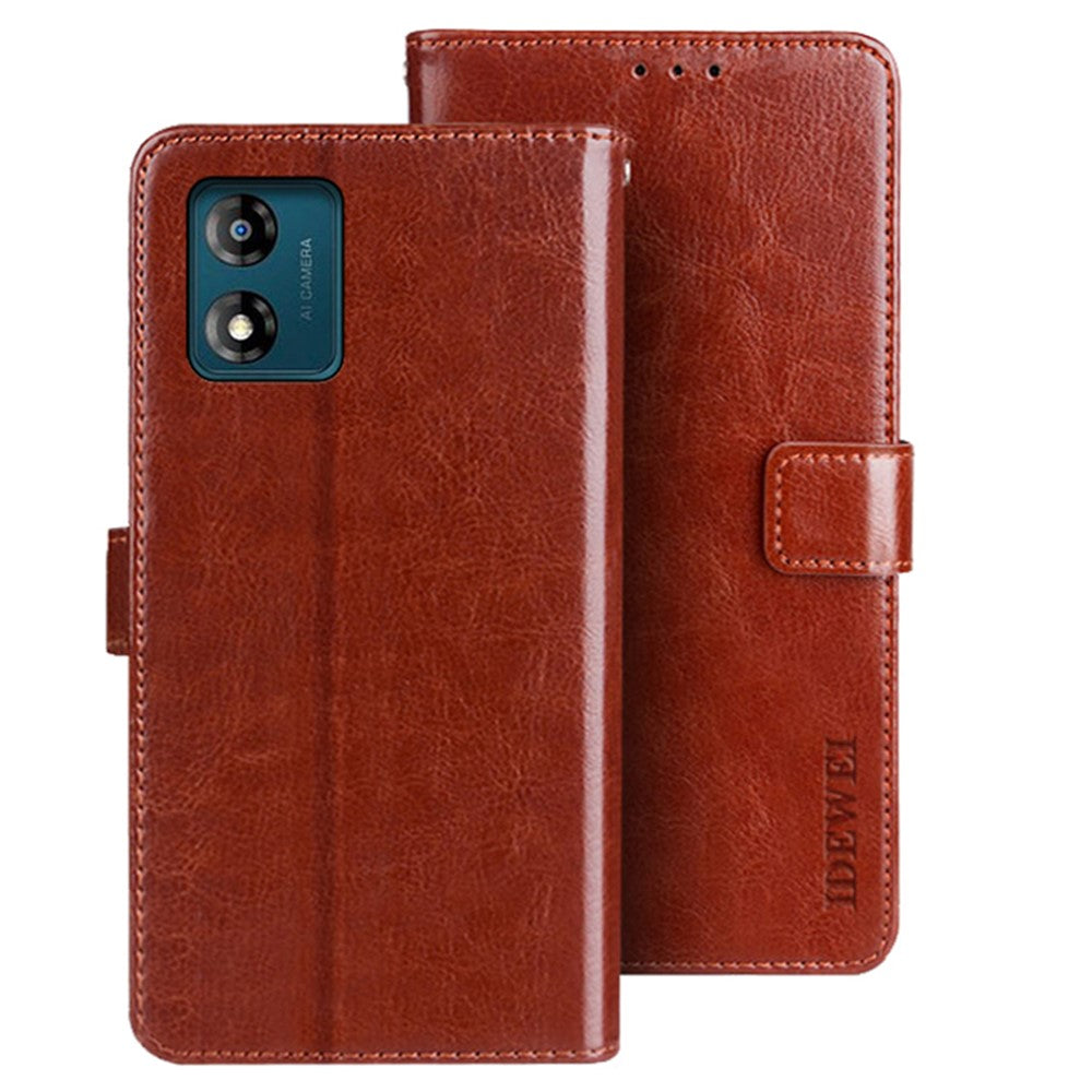 IDEWEI Til Motorola Moto E13 4G Pung Telefoncover Crazy Horse Tekstur Stativ PU Læder Cover