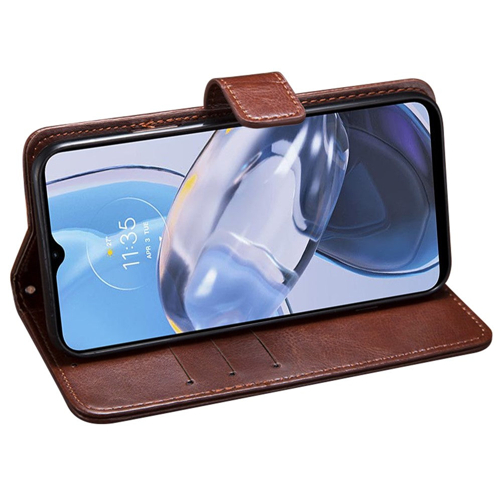 IDEWEI Til Motorola Moto E13 4G Pung Telefoncover Crazy Horse Tekstur Stativ PU Læder Cover