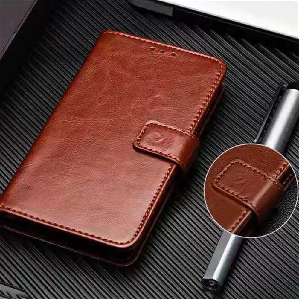 IDEWEI Til Motorola Moto E13 4G Pung Telefoncover Crazy Horse Tekstur Stativ PU Læder Cover