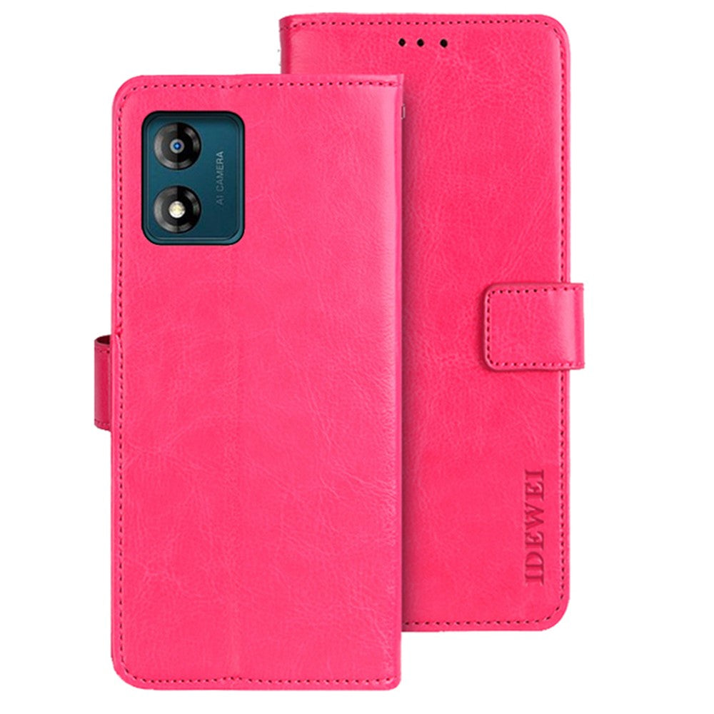 IDEWEI Til Motorola Moto E13 4G Pung Telefoncover Crazy Horse Tekstur Stativ PU Læder Cover