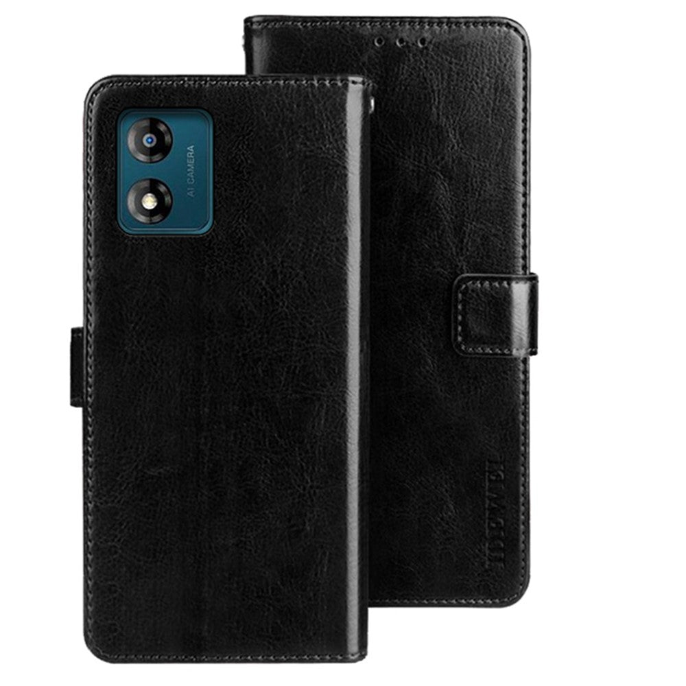 IDEWEI Til Motorola Moto E13 4G Pung Telefoncover Crazy Horse Tekstur Stativ PU Læder Cover