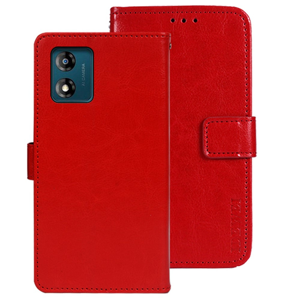 IDEWEI Til Motorola Moto E13 4G Pung Telefoncover Crazy Horse Tekstur Stativ PU Læder Cover