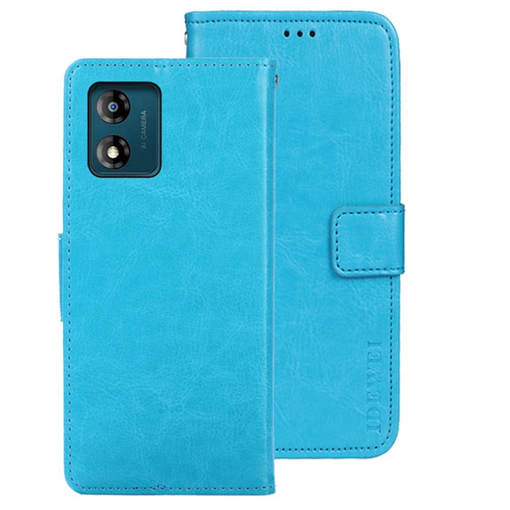 IDEWEI Til Motorola Moto E13 4G Pung Telefoncover Crazy Horse Tekstur Stativ PU Læder Cover