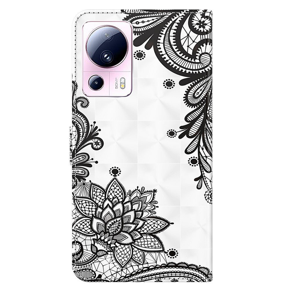 For Xiaomi 13 Lite / Civi 2 5G PU Leather Wallet Phone Case 3D Pattern Printing Phone Stand Cover with Strap