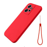 Phone Case for Xiaomi Redmi Note 12 4G , Liquid Silicone Soft Lining Drop-proof Cover with Strap