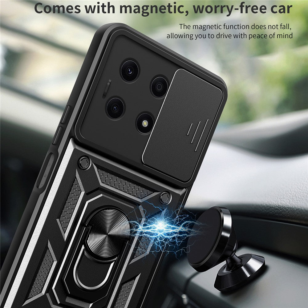 Til Honor X8a 4G Stødsikkert Kickstand PC+TPU Telefoncover med Skydelinsebeskyttelse