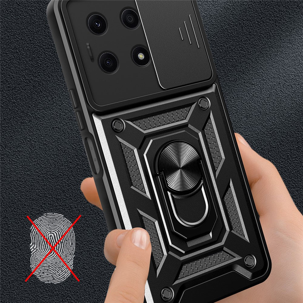 Til Honor X8a 4G Stødsikkert Kickstand PC+TPU Telefoncover med Skydelinsebeskyttelse